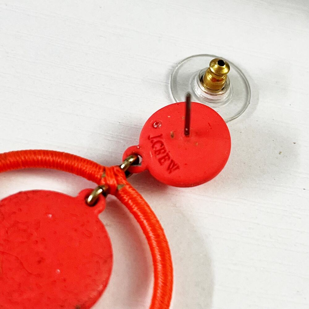 J. Crew Neon Orange Hoop Tassel Fringe Earrings - Picture 7 of 7